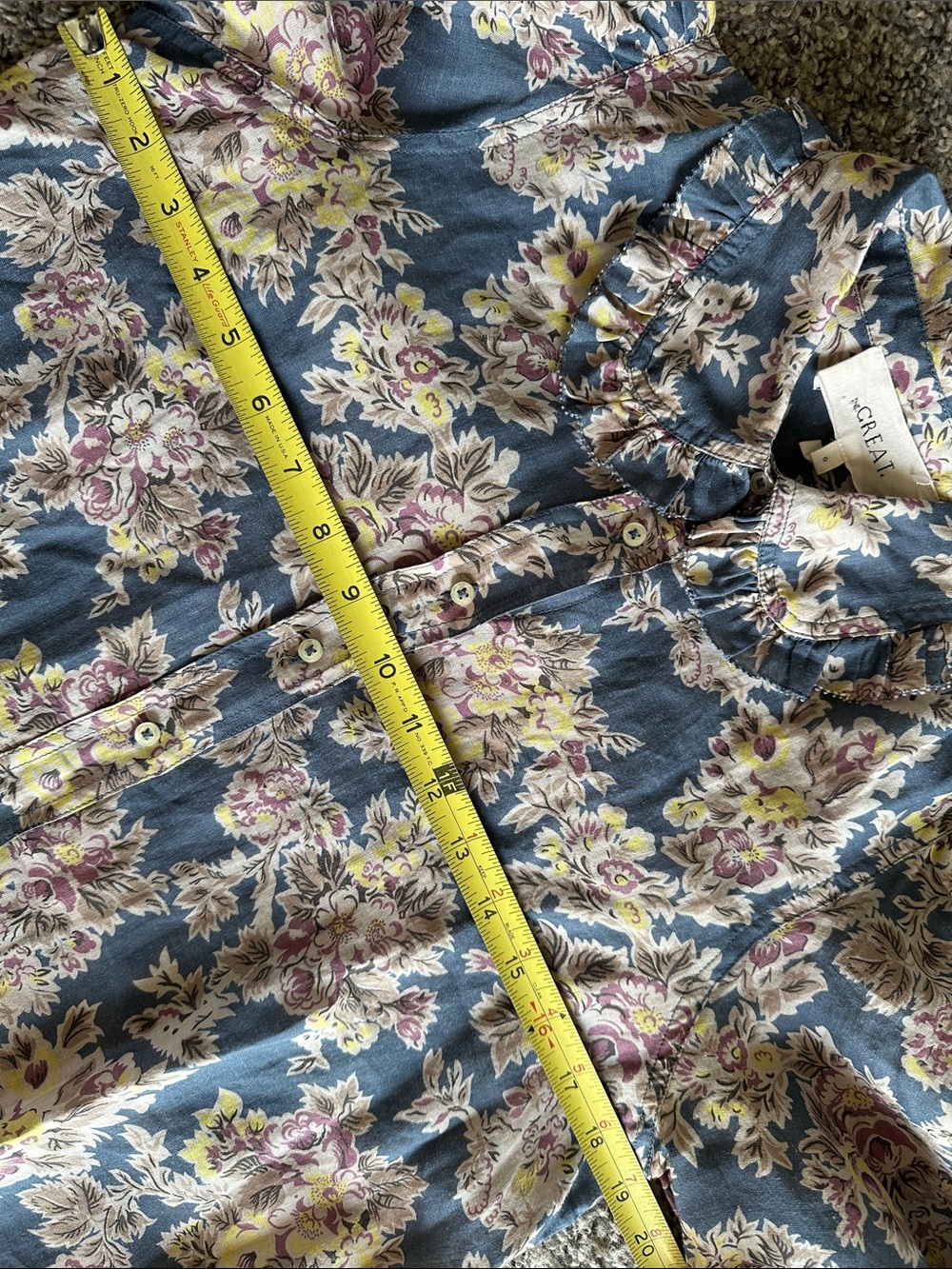 The GREAT. Floral Button Down Blouse Top XS - Picture 7 of 7